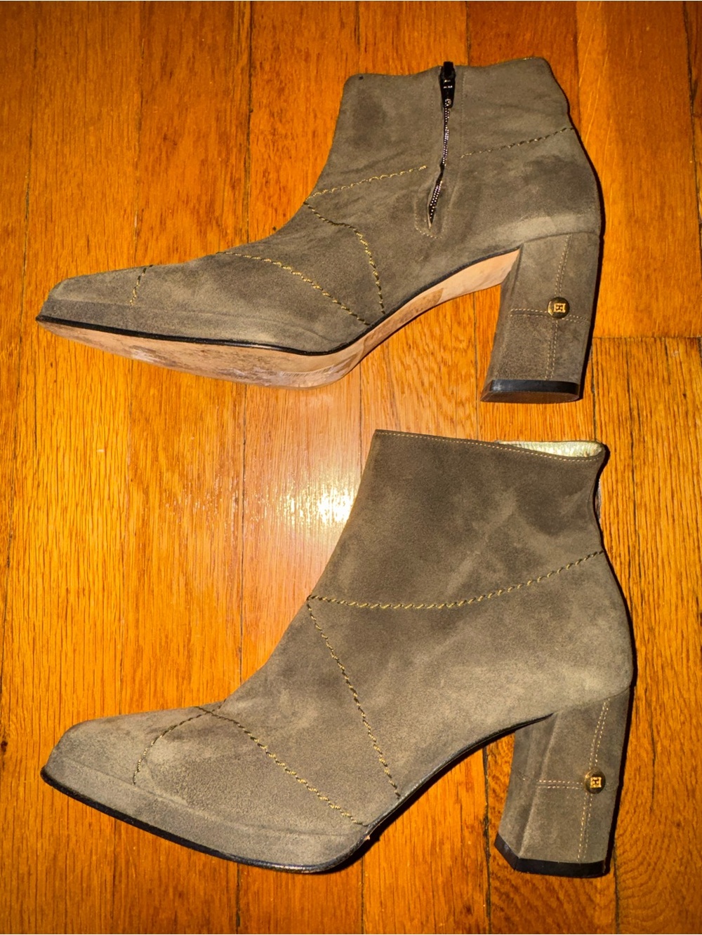 Escada Green Suede Logo Bootie Size 6